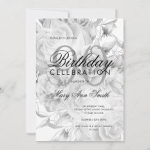 Elegant 90:e Födelsedagsfest Blommigt Silver White