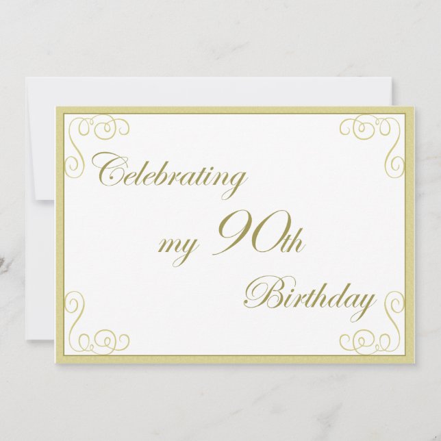 Elegant 90:e Födelsedagsfest inbjudan (Framsida)