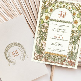 Elegant 90:e födelsedagsinbjudan Art nouveau Mucha Inbjudningar