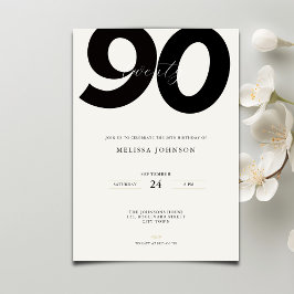Elegant 90th Birthday Invitation - Minimal Style Inbjudningar