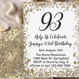 Elegant 93rd Birthday Invitation For Her in Gold Inbjudningar