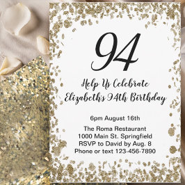 Elegant 94th Birthday Invitation Black and Gold  Inbjudningar