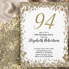 Elegant 94th Birthday Invitation For Her in Gold Inbjudningar