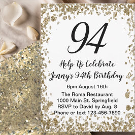 Elegant 94th Birthday Invitation For Her in Gold Inbjudningar
