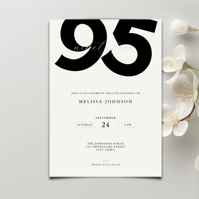 Elegant 95-års Födelsedagsinbjudan - Minimalistisk Inbjudningar (Skapare uppladdad)