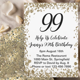 Elegant 99th Birthday Invitation For Her in Gold Inbjudningar