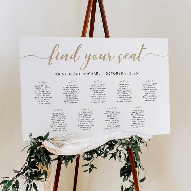 Elegant 9 Bord Hitta Din Plats Placeringsplan Poster (Skapare uppladdad)