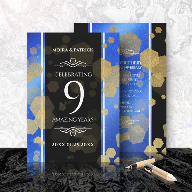 Elegant 9:e Lapis Lazuli Bröllop-årsdagen Inbjudningar (Skapare uppladdad)