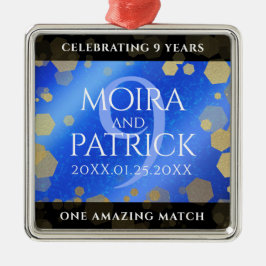 Elegant 9:e Lapis Lazuli Bröllop-årsdagen Julgransprydnad Metall