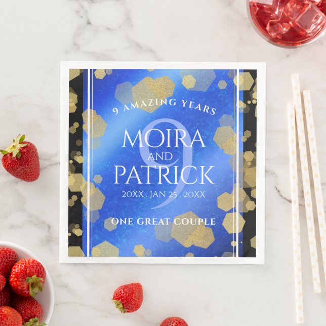 Elegant 9:e Lapis Lazuli Bröllop-årsdagen Pappersservett (Insitu)