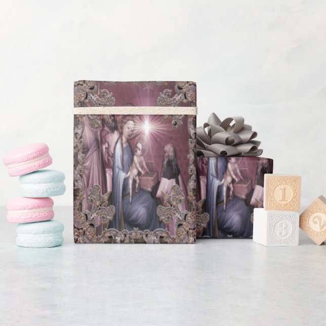 Elegant A Kung är Born Baby Jesus jul Presentpapper (Baby Shower)