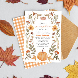 Elegant A Little Pumpkin Höst löv Baby Shower Inbjudningar