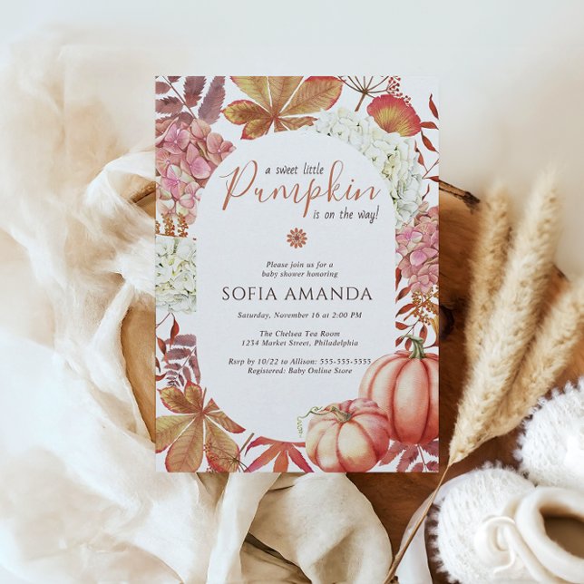 Elegant A Little Pumpkin Höst löv Baby Shower Inbjudningar (Skapare uppladdad)