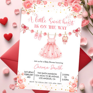 Elegant a Little Sweetheart Baby Shower Inbjudningar