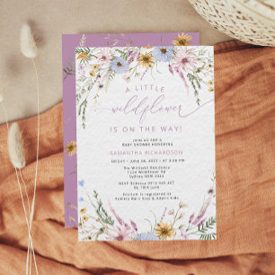 Elegant A Little Wildblomma Baby Shower Inbjudningar