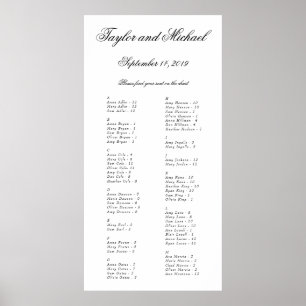 Elegant A-M-diagram för enkel alfabetisk sittning Poster