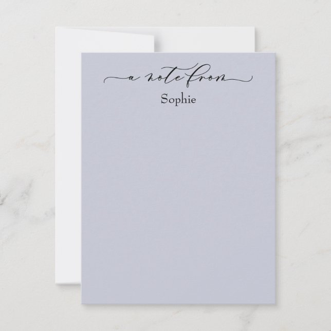 Elegant "A Note from" (Anteckning från) - enkel Du Anteckningskort (Framsida)