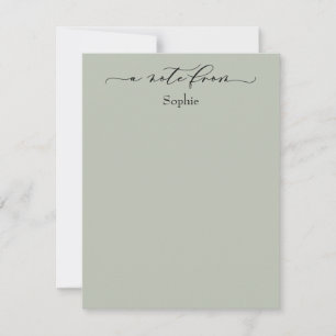 Elegant "A Note from" (Anteckning från), enkel Grö Anteckningskort