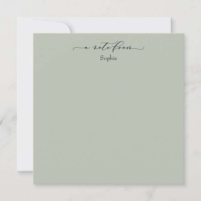 Elegant "A Note from" (Anteckning från) - enkelt k Anteckningskort (Framsida)