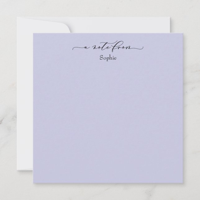 Elegant "A Note from" (Anteckning från) - Lavendel Anteckningskort (Framsida)