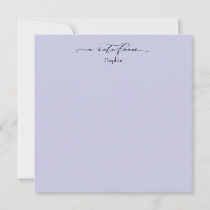 Elegant "A Note from" (Anteckning från) - Lavendel Anteckningskort