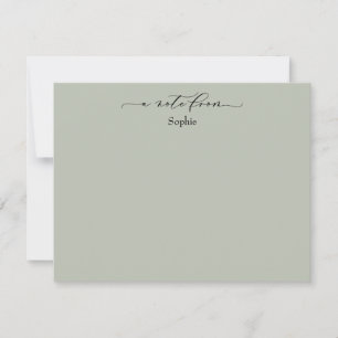 Elegant "A Note from", Enkel Grönt i Sage Anteckningskort