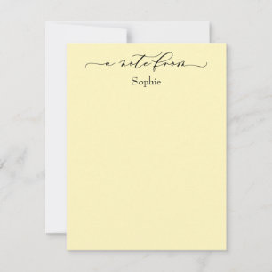 Elegant "A Note from" Enkel Gult för ljus Anteckningskort