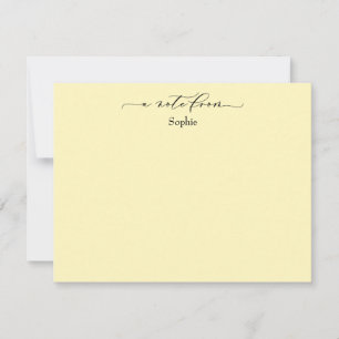 Elegant "A Note from", Enkel i lätt Gult Anteckningskort