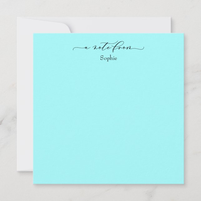Elegant "A Note from" - enkelt kort i Aqua (Framsida)