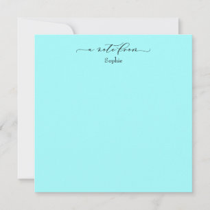 Elegant "A Note from" - enkelt kort i Aqua