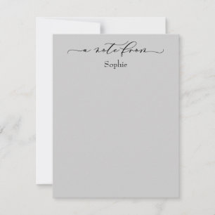 Elegant "A Note from" Enkelt lätt Grått Anteckningskort