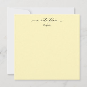 Elegant "A Note from", Gult för enkel Blek Anteckningskort