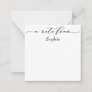 Elegant "A Note from" i enkel svartvitt Anteckningskort