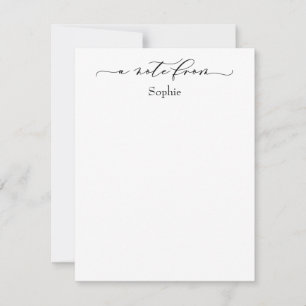 Elegant "A Note from" i enkel svartvitt Anteckningskort