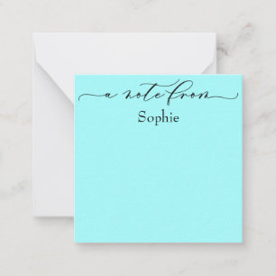 Elegant "A Note from" i enkelt Aqua Anteckningskort