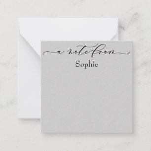 Elegant "A Note from" i enkelt lätt Grått Anteckningskort
