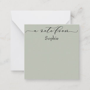 Elegant "A Note from" i Grönten Simple Sage Anteckningskort