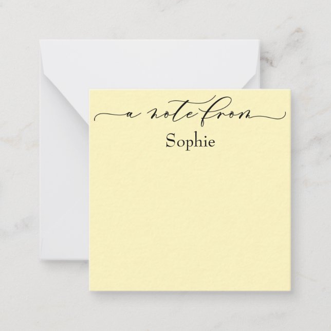 Elegant "A Note from" i Gulten Simple Light Anteckningskort (Framsida)