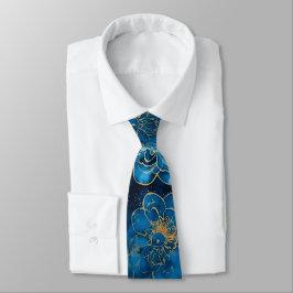 Elegant Abstract Blue & Gold Floral Slips