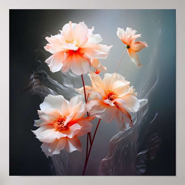 Elegant Abstract Blush Flower Misty Flow Poster (Framsidan)