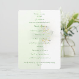 Elegant Abstract Floral Cross Baptism invitation  Inbjudningar