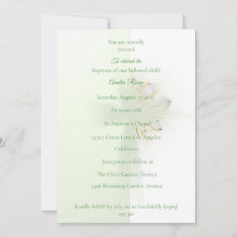 Elegant Abstract Floral Cross Baptism invitation  Inbjudningar