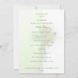 Elegant Abstract Floral Cross Baptism invitation Inbjudningar