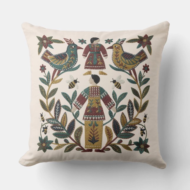 Elegant abstract modern floral motifs Throw Pillow Kudde (Framsida)