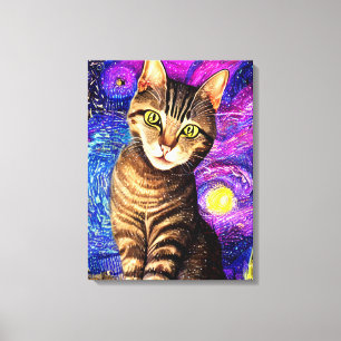 Elegant Abstrakt Airbrush Cat Canvastryck
