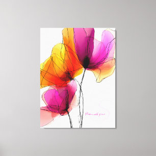 Elegant Abstrakt Akvarell Blommig Anpassad Canvastryck