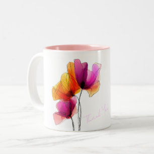 Elegant Abstrakt Akvarell Blommig Anpassad Två-Tonad Mugg