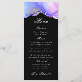 Elegant Abstrakt Amethyst Black Bröllop Menu Meny