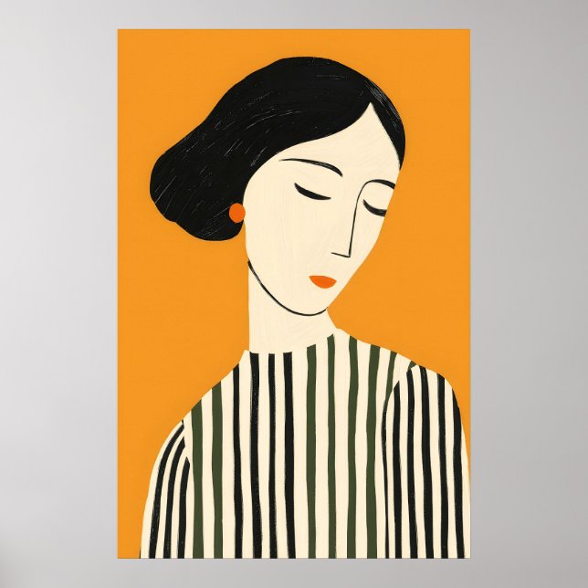 Elegant abstrakt ansiktskonsttryck - minimalistisk poster (Framsidan)