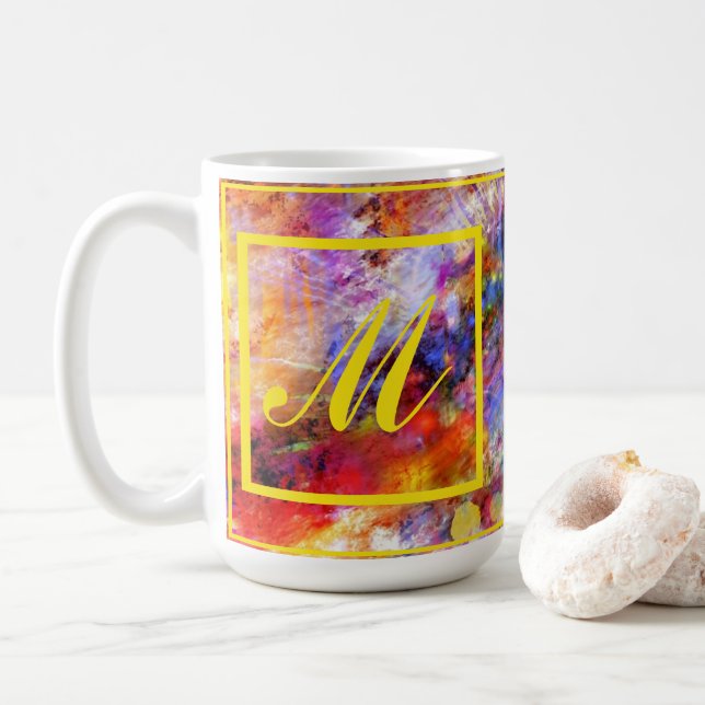 Elegant Abstrakt Art Monogram Kaffemugg (Med munk)